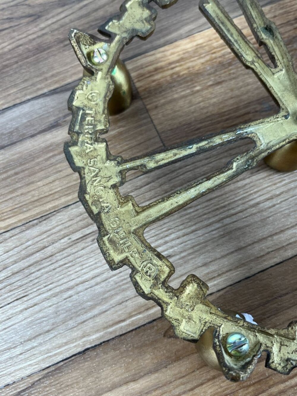 Vtg Terra Sancta Guild Light Shines Brass Enamel Candle Holder - Picture 8 of 9